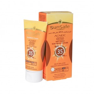 کرم ضد آفتاب SPF35 رنگی فاقد چربی سان سیف مناسب پوست های چرب و آکنه ای ۵۰ میلی لیتر