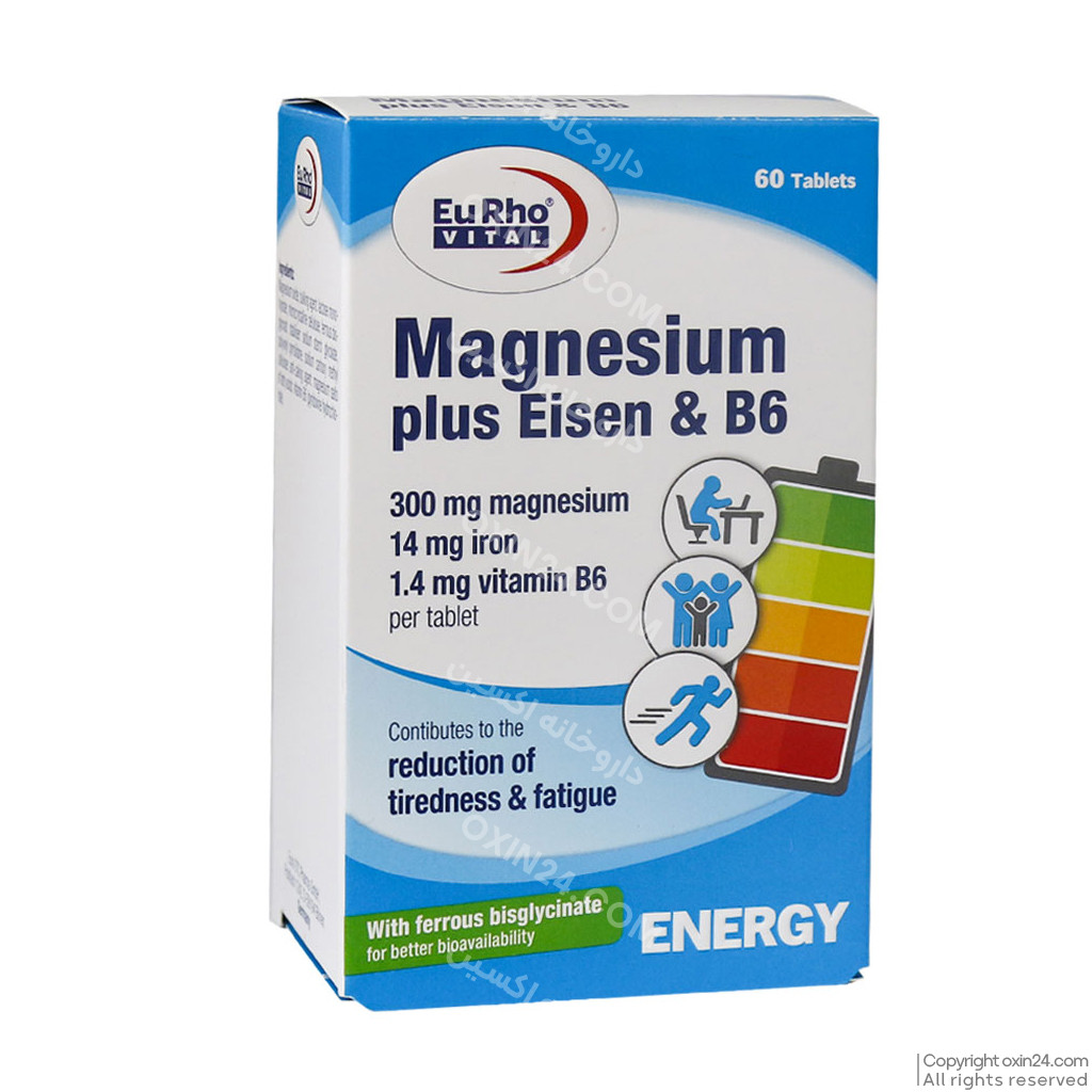 قرص منیزیم پلاس آیزن و ویتامین ب 6 یورو ویتال | 60 عدد