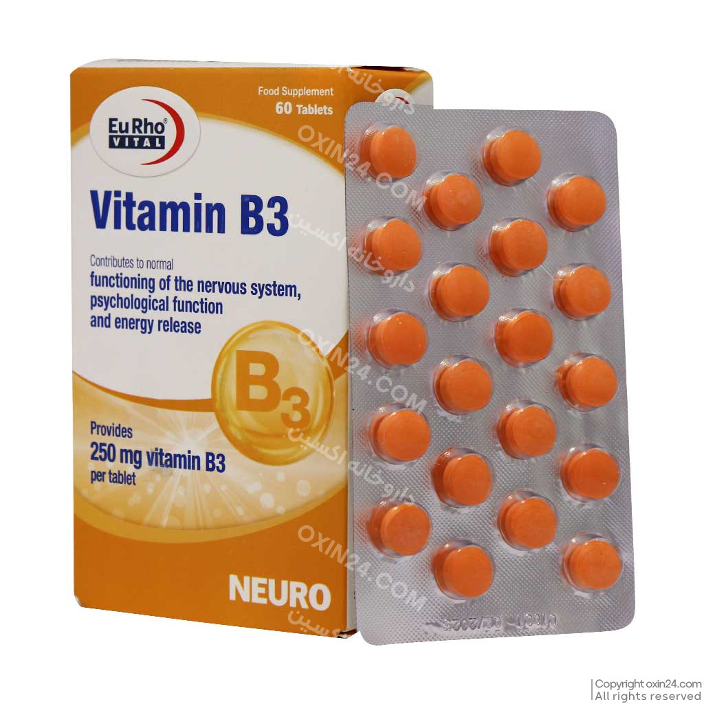 قرص ویتامین B3 250 میلی گرم یوروویتال 60 عدد