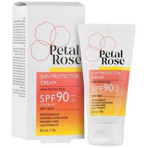 کرم ضد آفتاب بدون رنگ پتال رز مناسب پوست خشک SPF90 حجم ۵۰ میل