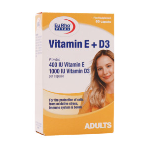 کپسول ویتامین E + D3 یوروویتال 60عددی